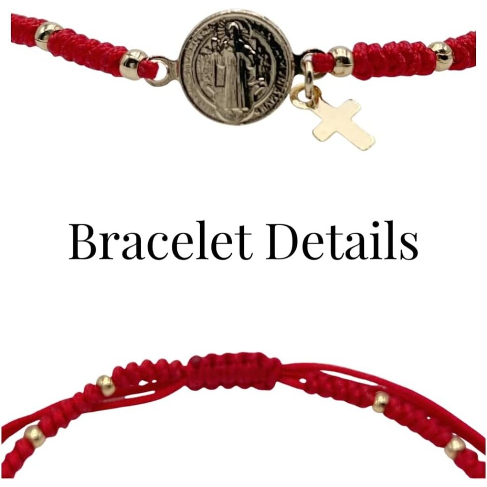 St Benedict Medal Red String Adjustable Cord Brac… - image 3